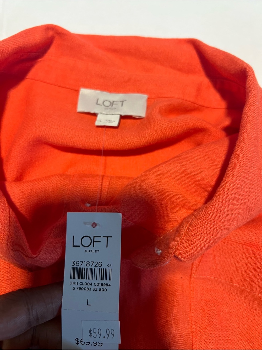 Orange Linen Button Down Shirt Large